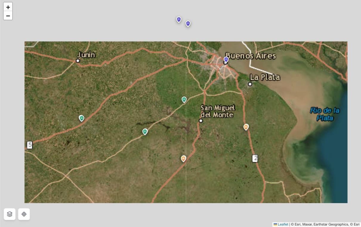 Mapa satelital con establecimientos geolocalizados en AgroPAI